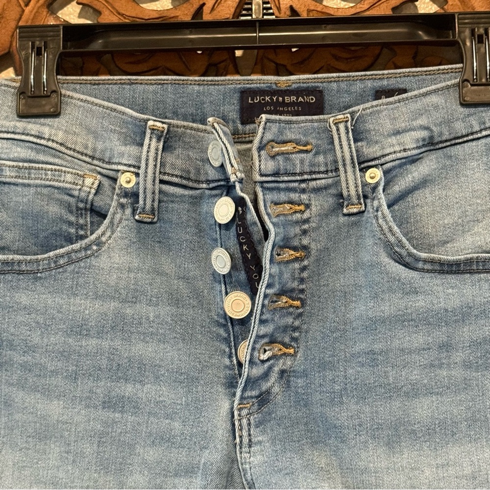 Lucky Brand Light Blue High-Rise Crop Button-Fly Jeans - Picture 2 of 4